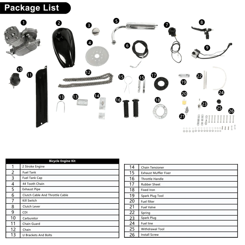 80cc Bicycle Engine Kit 2 Stroke Motorized Bike Motor Kit for Bicycle