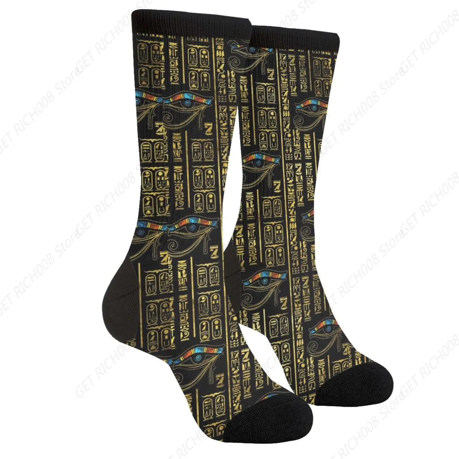 

Eye Of Horus And Egyptian Hieroglyphs Casual Funny Funky Novelty Fashion Socks For Men Women