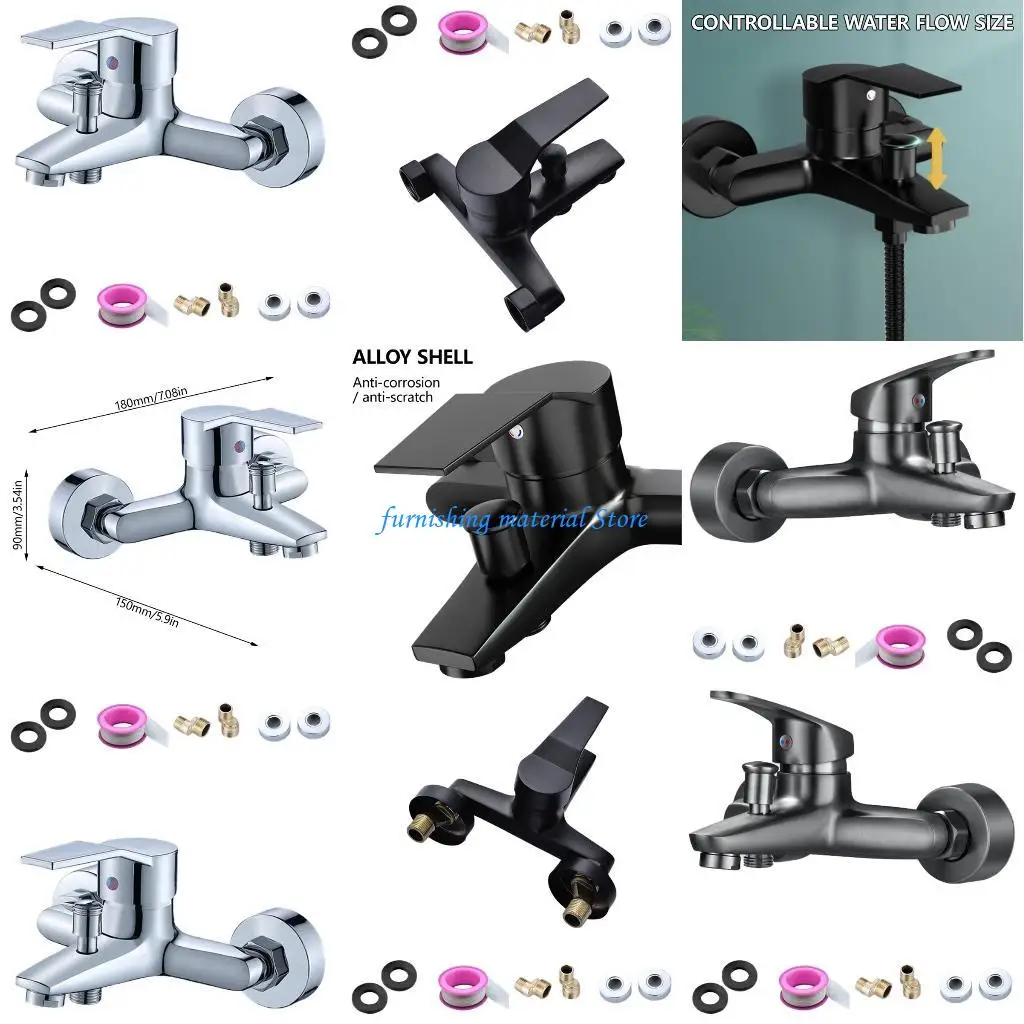 

Y5GD Wall Mounted Bathroom Faucets Double Spout Mixer Tap Zinc Alloys Single Handle Bathtub Faucet for Bathroom Shower Basins