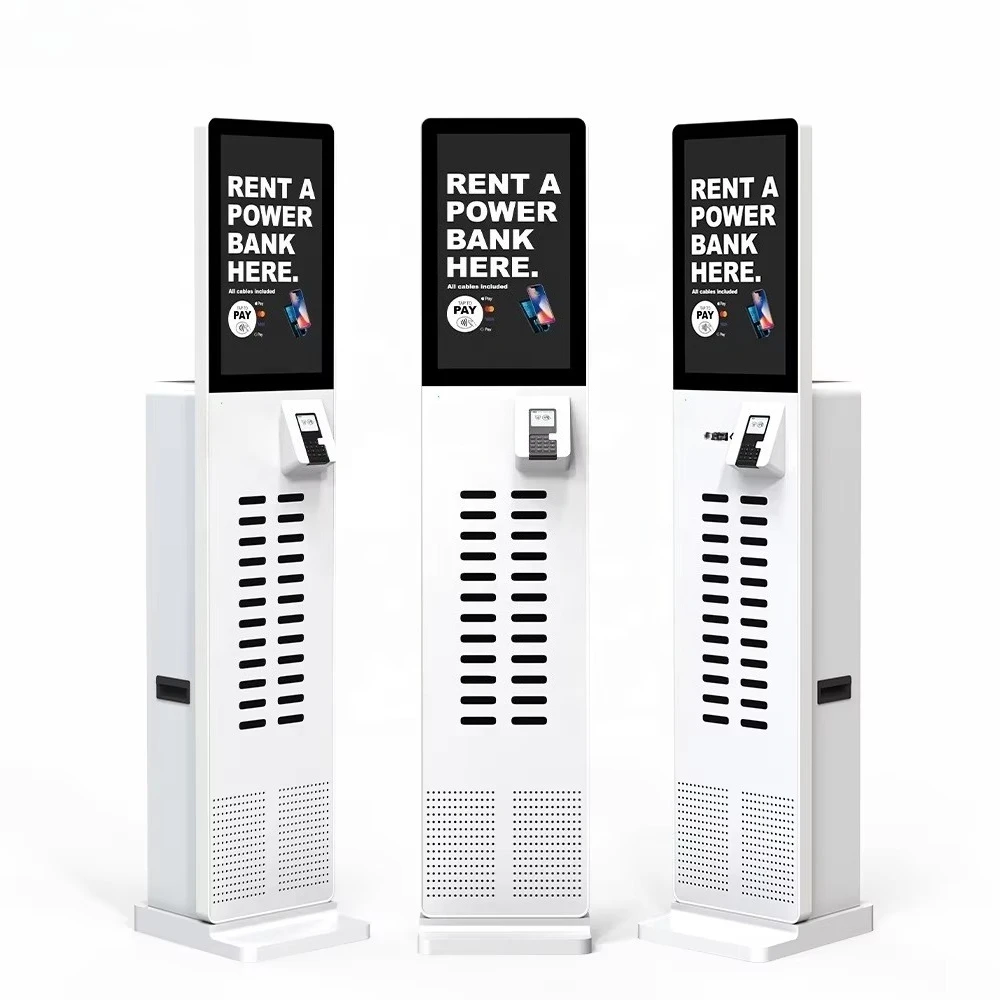 Shared Power Bank 8000Mah Battery Fast Charging Rental Charging Station 24Slots 21.5Inch Advertising Screen