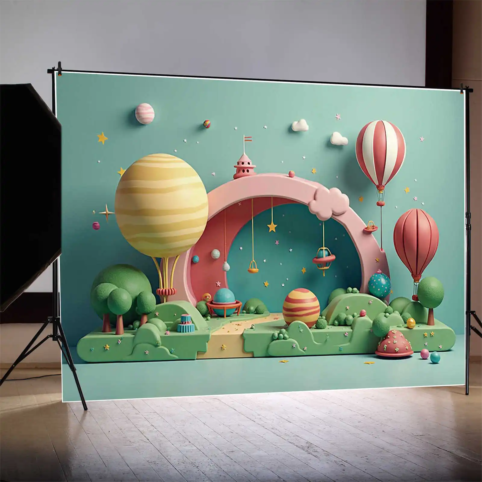 MOON.QG-Fondo para fotografía de cumpleaños y astronauta, universo de viaje interestelar, fondo fotográfico de dibujos animados 3D, accesorios de estudio para niños