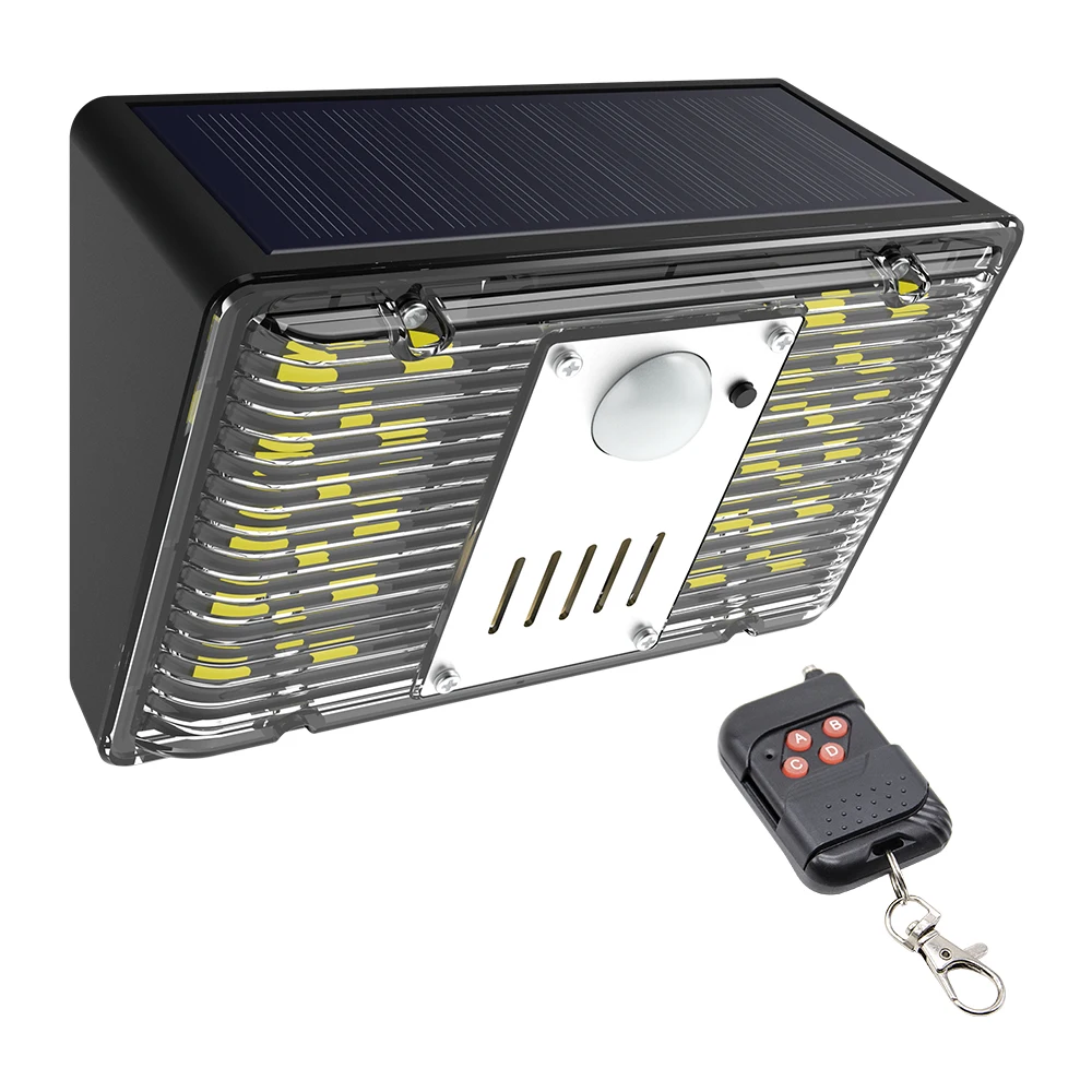 Solar Wall Light With Alarm Solar Alarm With LED Flood Light Remote Control Motion Sensor & Anti-Theft Buzzer For RV House Farm