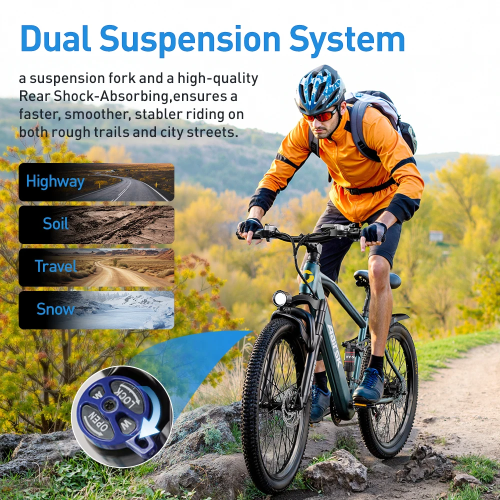 400W Lithium Battery 26inch Fat Tyre Mountain Bike 36V 13AH City Ebike Bicycle Electric Bike