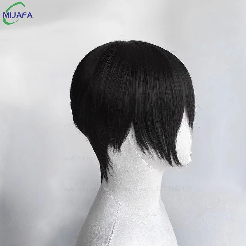 Anime Tobio Kageyama Cosplay Wig Teenager Short Black Layered Texture Cut Heat Resistant Synthetic Hair Younger Wigs + Wig Cap