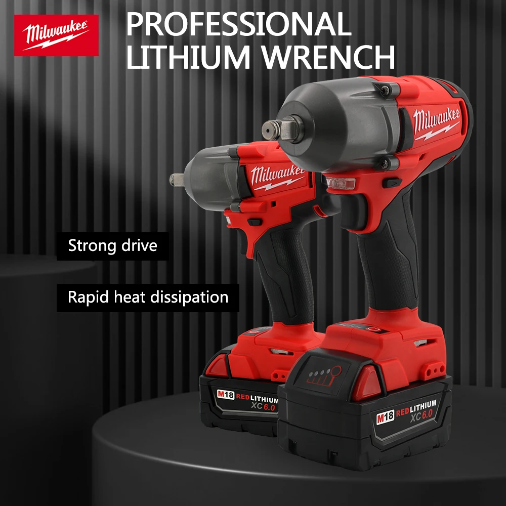 Milwaukee Brushless Mid-Torque Electric Impact Wrench Rechargeable Impact Drill 18V Lithium Battery Car Repair Power Tools