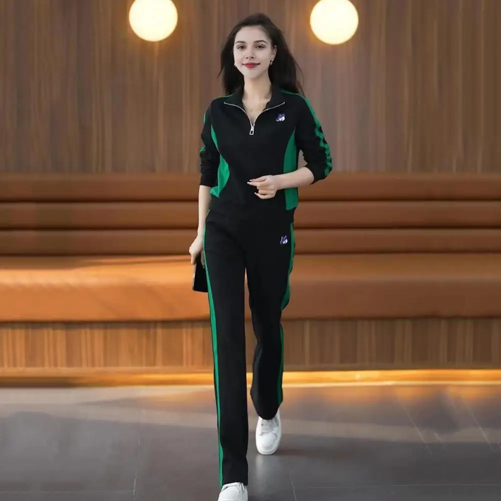 Plus Size Women's Spring Autumn 2024 New Fashion Slimming Stand Collar Sweatshirt Bell Bottoms Casual Sport Suit 2-piece Set