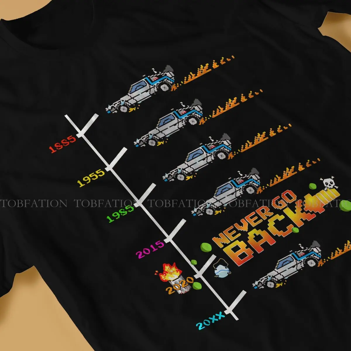 Never Go Back To 2020 Pixel Fan Art O Neck TShirt Back to the Future Film Pure Cotton Original T Shirt Men Clothes Fluffy