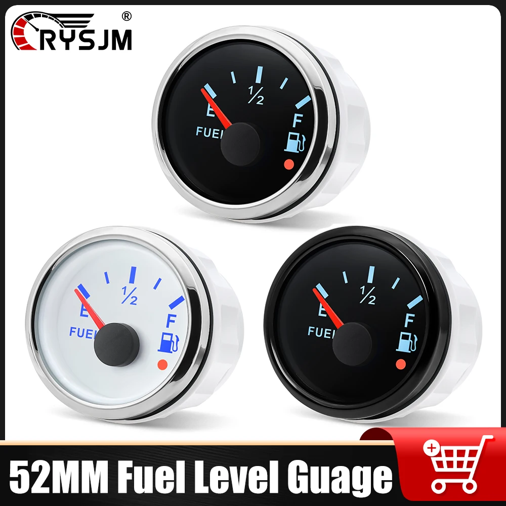 

7-Color Backlight 240-33Ω Fuel Level Gauge 52MM Meter for Marine Boat Car Truck Yacht Oil Tank Level Indicator With Alarm Light
