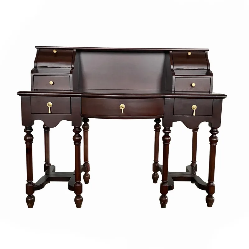 

Retro dresser medieval solid wood table American bedroom small apartment new Chinese desk mirror