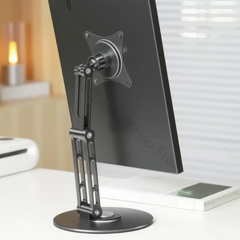 96BA Tragbarer Monitorständer mit 75 x 75 mm VESA-Halterung, Schreibtischhalterung aus Metall mit drehbarer Basis für tragbare – Detail 10