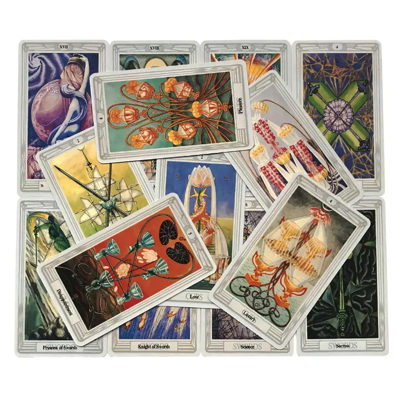 Hot selling Thoth Tarot Oracle Card Fate Divination Prophecy Card Family Party Game Tarot 78 Card Deck PDF Guide