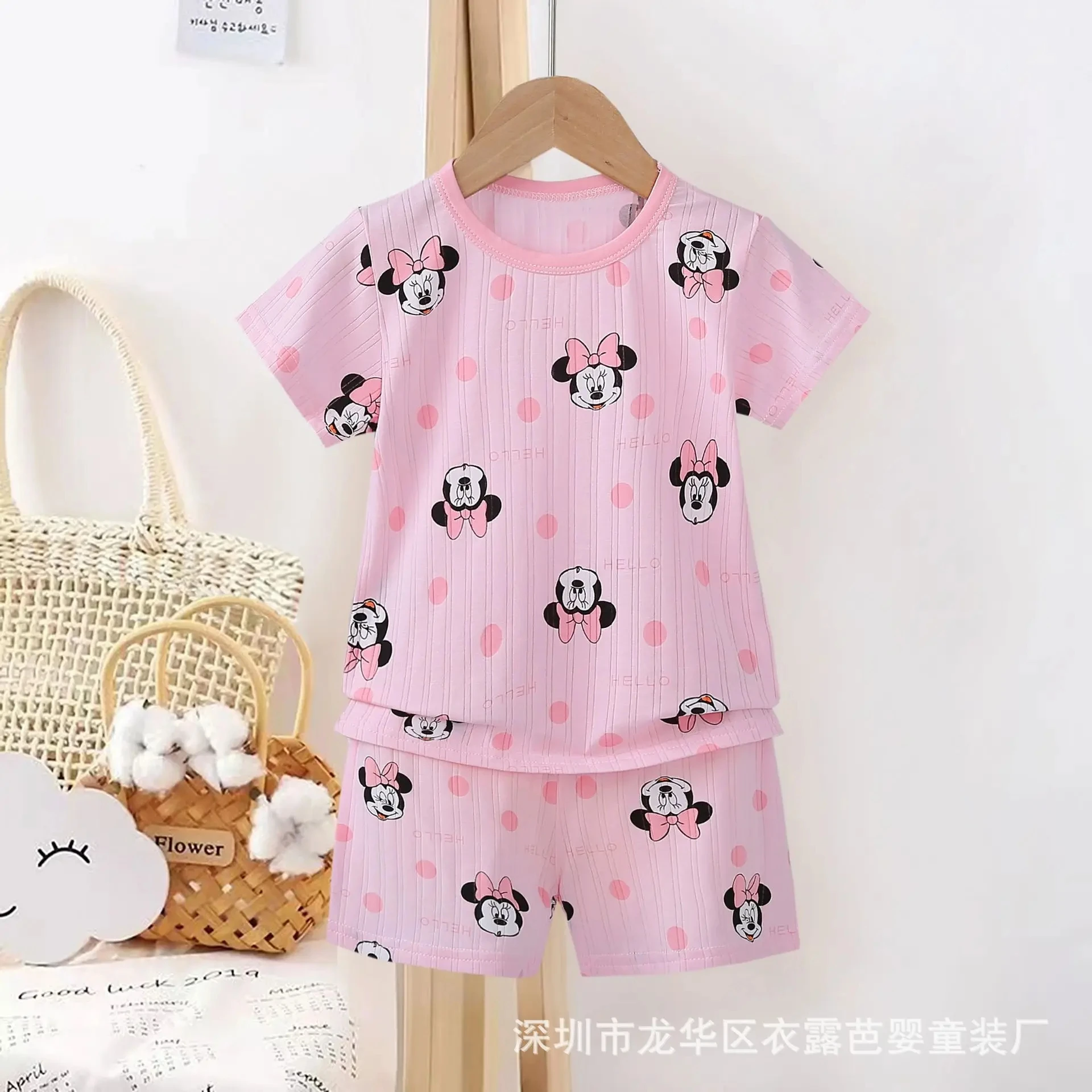 2pc/set Baby girls Summer Clothes Children\'s Short Sleeved Suit Girls T-shirt + Shorts Outfits  1-3 Age