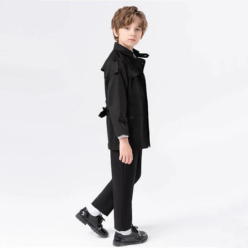 Kids Trench Coat Spring Autumn Long Double Breasted Coat Boys Girls Casual Outerwear