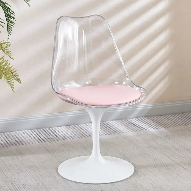 Nordic simple leisure light luxury negotiation milk tea shop Eames tulip backrest acrylic transparent rotatable chair