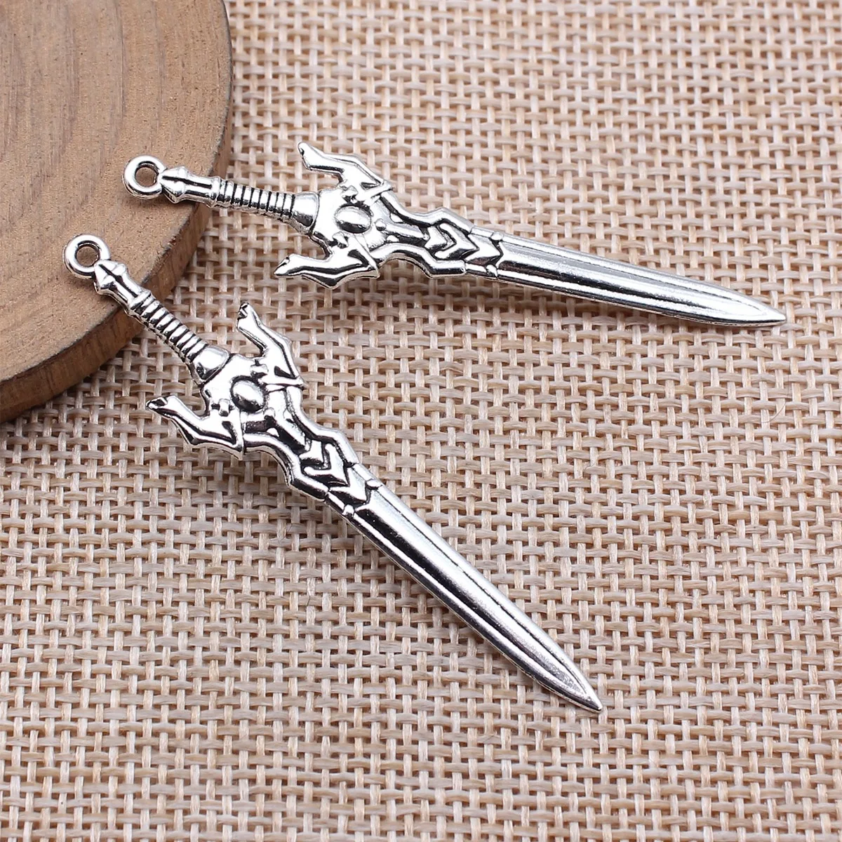 20pcs 59x13mm(2.32x0.51inch) Antique Silver Color Acgn Cosplay Sword, Gun, Sword And Halberd Charms Pendants