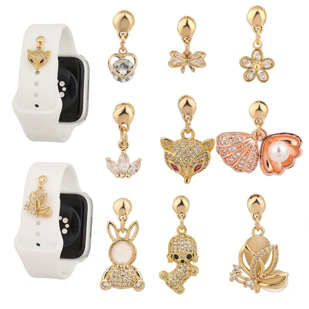 Fashion Silicone Strap Decorative Pendant Metal Nails Watch Band Ornament Wristbelt Charms Creative Strap Accessories