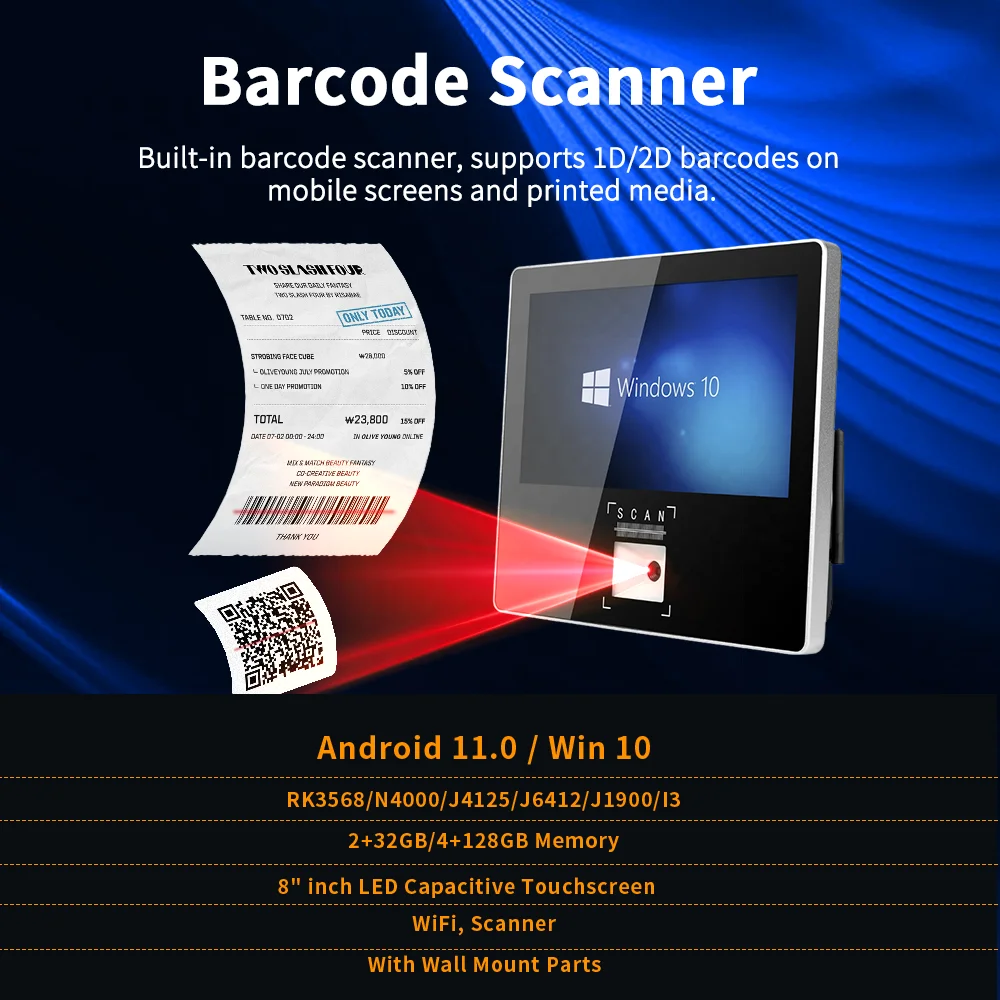 hit productBest Price Android 11 Windows 10 Touch Screen Wall-Mounted All One Cash Register Advertising Kiosk Barcode Scanner Su
