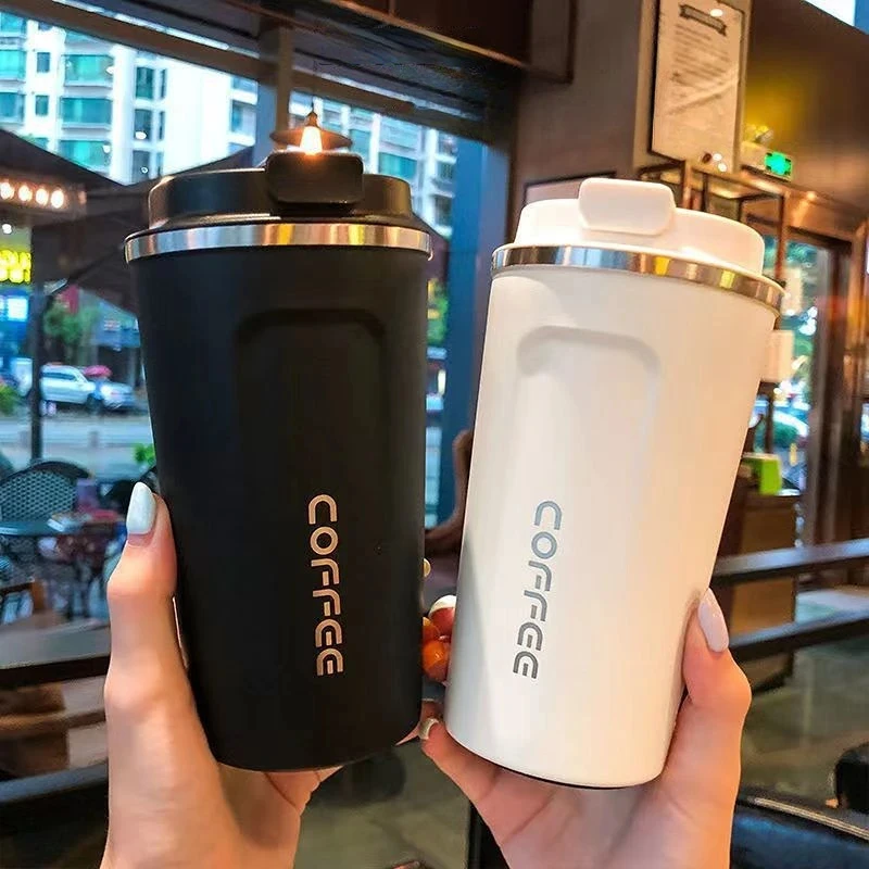 380/510ml Stainless Steel Coffee Cup Travel Thermal Mug Leak-Proof Thermos Bottle Tea Coffee Mug Office Business Style Thermos