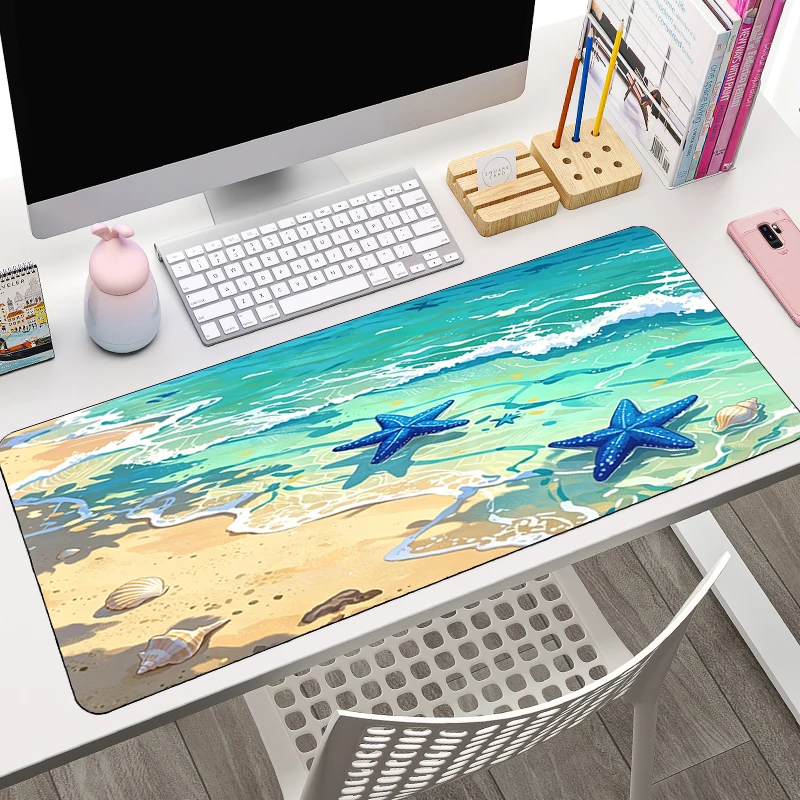 Sea View Mouse Pad Big Size Waves Office Desk Mat Gamer Non-Slip Keyboard Pad Anime Extended Mousepad Summer atmosphere Carpet