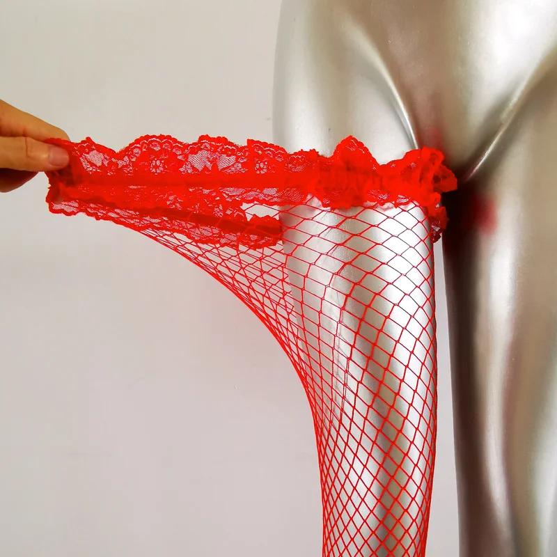 Sexy Damen Strumpfwaren Spitze Top Stay Up Oberschenkel Hohe Strümpfe Damen Hohl Mesh Netze Spitze Netzstrümpfe Lolita Strumpfhosen Socken – Detail 2