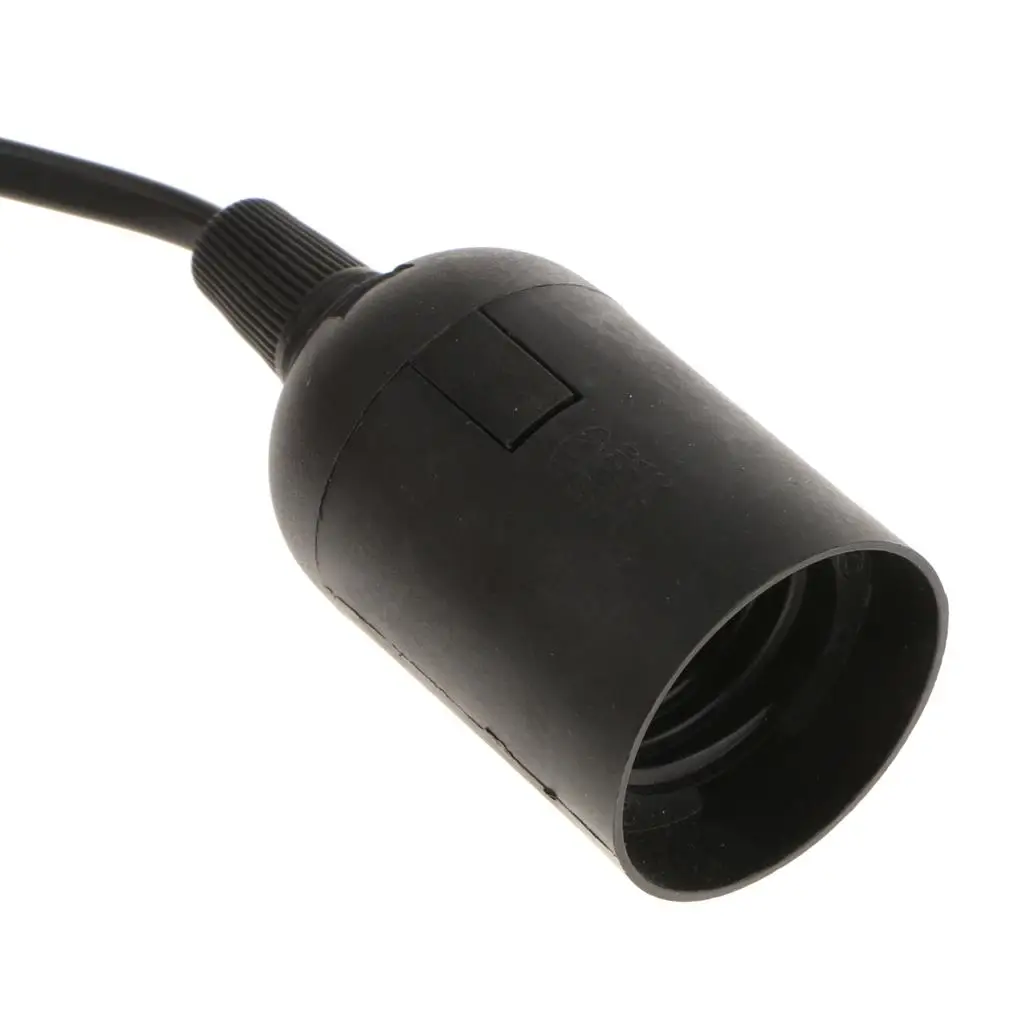 حامل مصباح E27 سلك تركيب معلق أسود مع كابل مرن 220 فولت