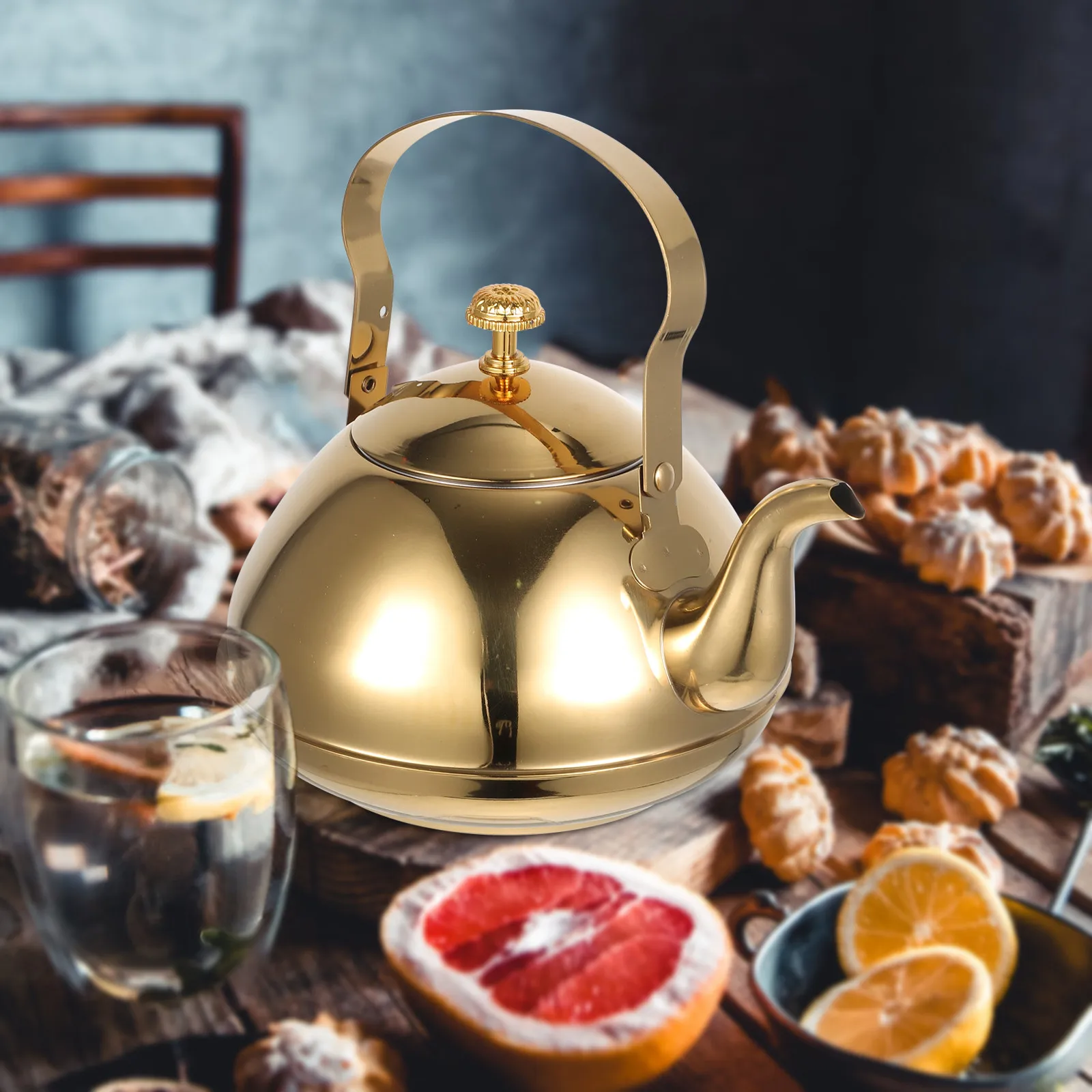Premium Stainless Steel Tea Pot with Built-in Strainer Ergonomic Handle Heat Resistant Modern Elegant Design for Home Office