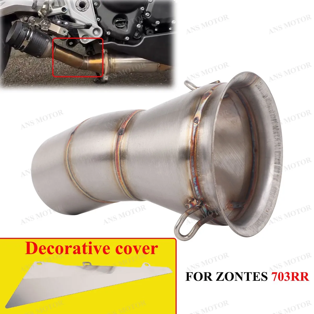 

Выхлопная система для мотоцикла ZONTES 703RR 2024-2025: Средняя соединительная труба из нержавеющей стали 51 мм, выхлоп ZONTES