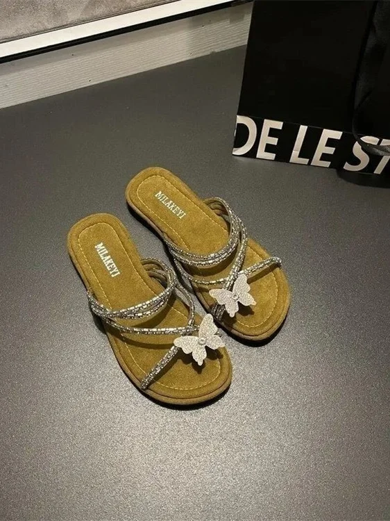 

Shoes Glitter Slides House Slippers Platform Fashion Butterfly-Knot Slipers Women Jelly Luxury Soft 2024 Crystal Scandals