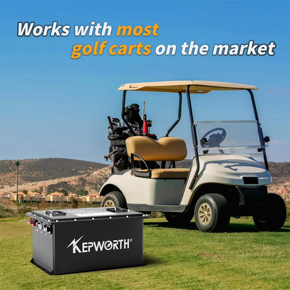 

KEPWORTH 48V 105Ah Lithium Battery for Golf Cart - 200A BMS Grade a Lithium Iron Phosphate Cells Smart Battery Monitor Included
