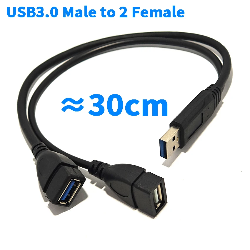 USB3.0 2.0 Male To Dual USB 3.0 Female Jack Splitter 2-Port USB Universal Hub Data Cable Adapter Cord For Laptop Computer