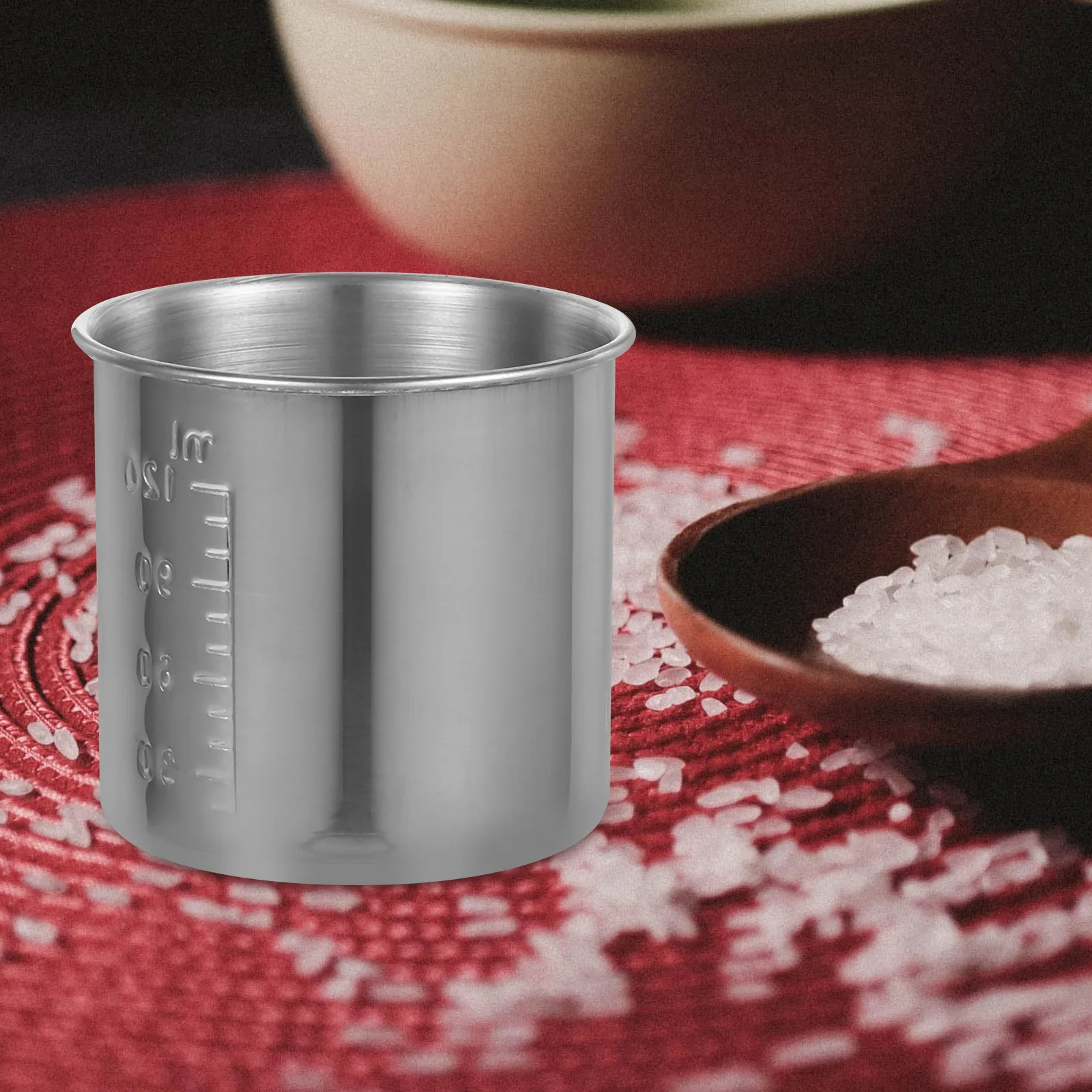 

Stainless Steel Measuring Cup 120Ml Rice Container Kitchen Baking Tool Multi-Function Scaled Holder For Grain Sugar Tea