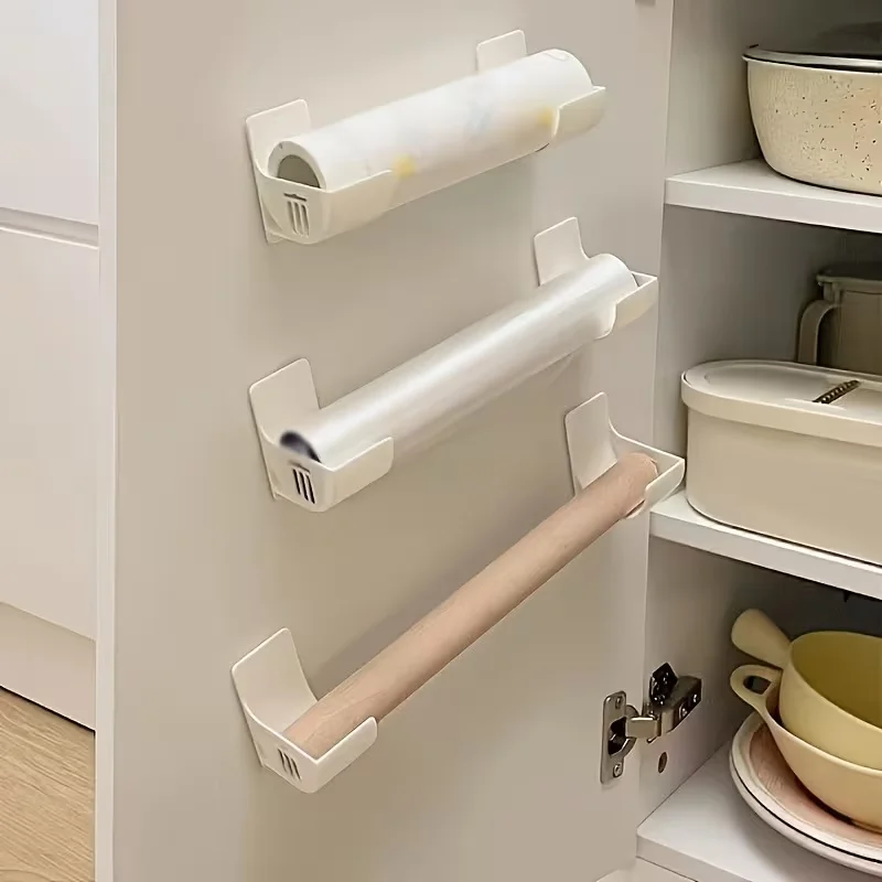 4PCS No-Drill Trash Bag Storage Rack Multi-Functional Kitchen Shelf Side Bracket for Efficient Space Utilization