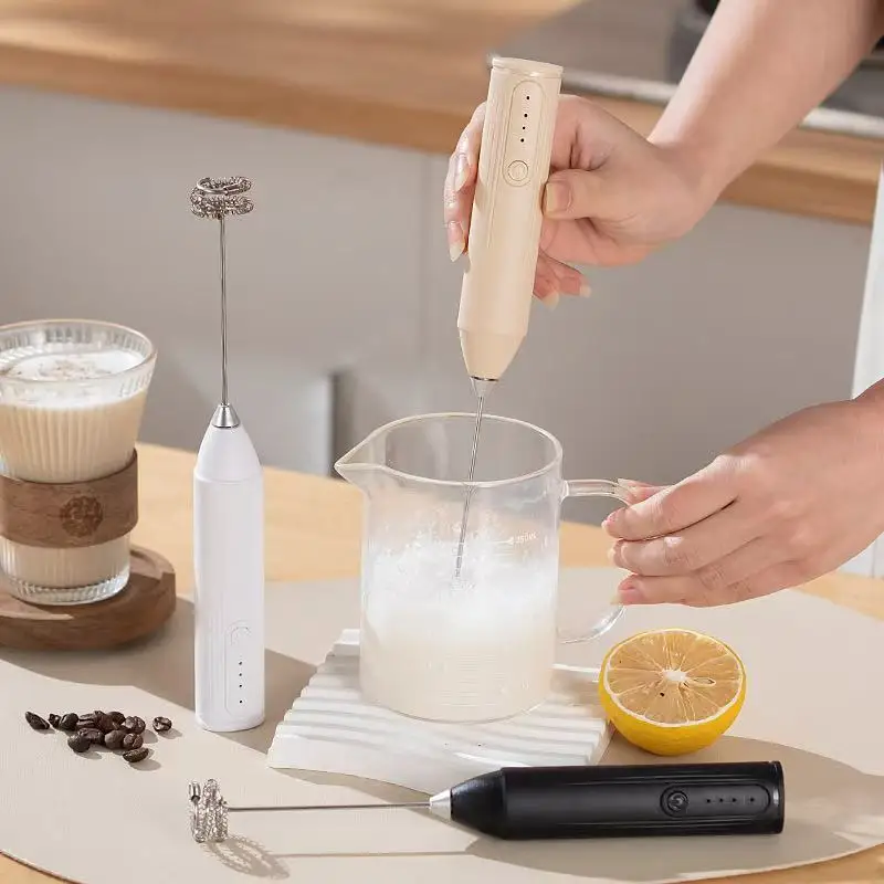 Máquina elétrica de café com leite, batedor de leite, batedor de ovos recarregável de 3 velocidades, máquina portátil de geléia de bebidas, liquidificador de cozinha