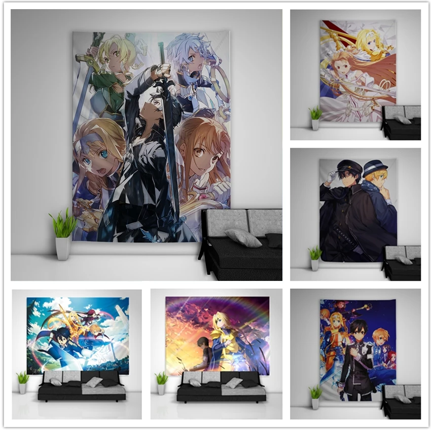 Sword Art Online Cartoon Wall Pictures Anime Poster Decor Canvas Painting Wall Art Prints Home Decor Asuna Sinon Leafa Alice