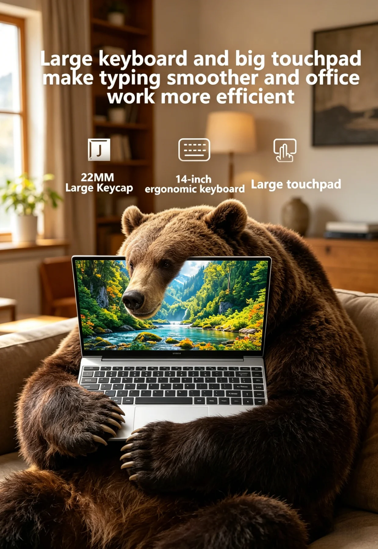 14.1 Inch LENO Ultra Slim Laptop Windows11 Intel 4405U 16GB 2TB SSD 1920*1080 Gaming Office Study Computer