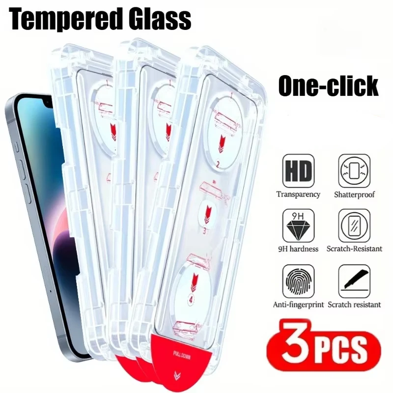 

1-3PCS Oleophobic Coating Dust Free Easy Installation Screen Protector For iPhone 17 Pro Max 16 15 14 13 12 11 XR XS 17 Air Plus