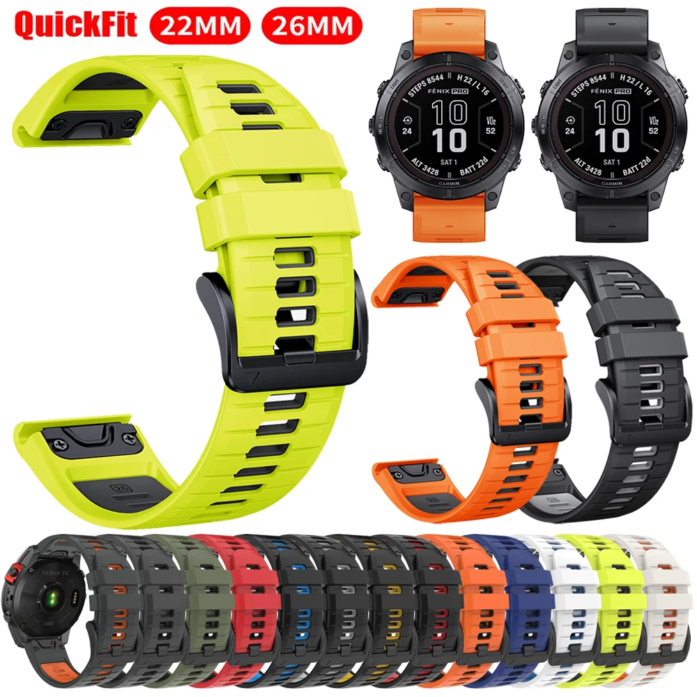22mm 26mm Silikon-Uhrenarmband für Garmin Forerunner 970/965/955/745 Sportarmband Fenix 8 Pro/E/6/7/7X/EPIX Schnellverschluss-Armband