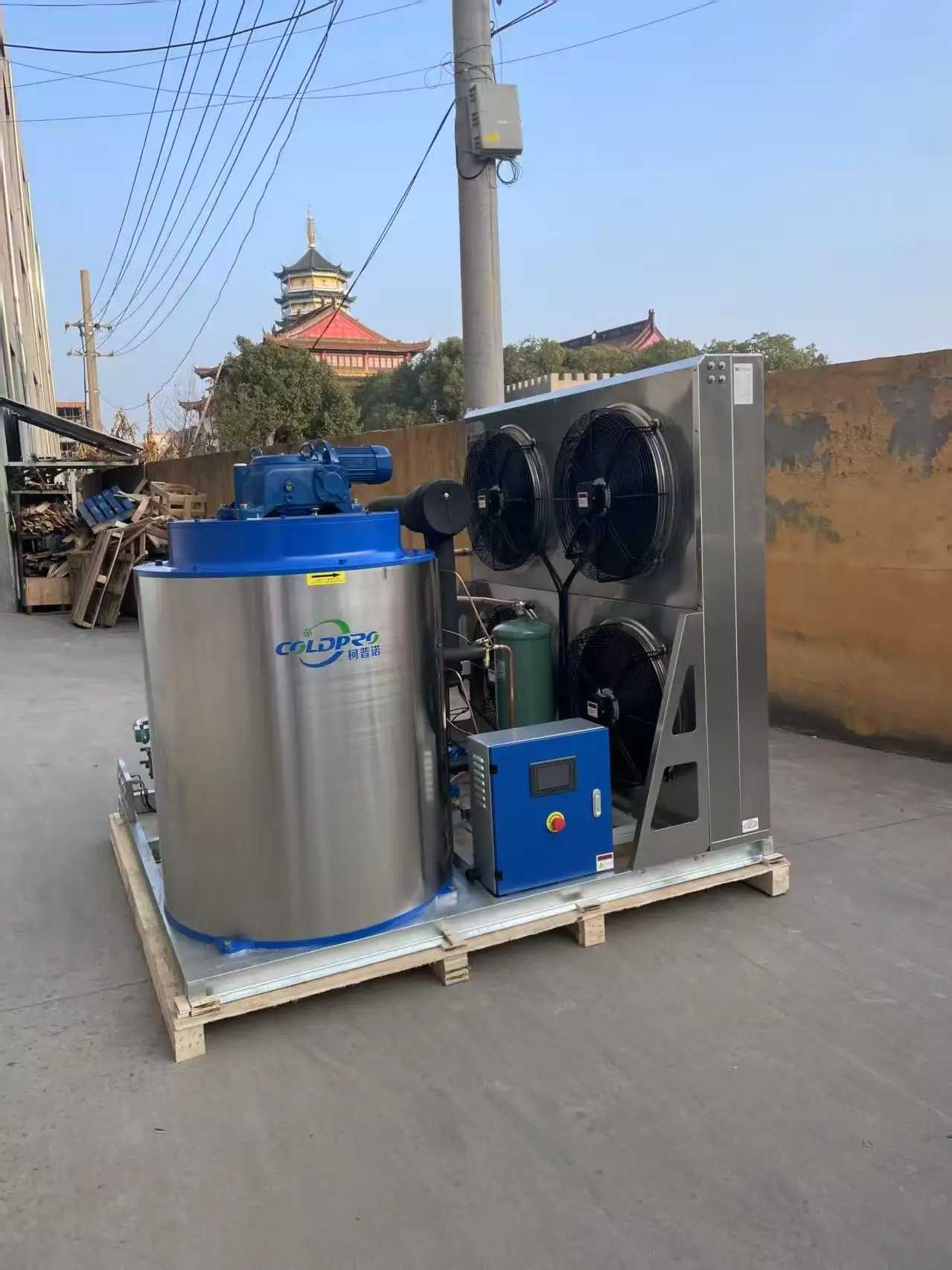 ColdPro CF-5T-A 5T Industrial Flake Ice Machine With Emerson Compressor & PLC 500kg Capacity Direct Air Cooling For Fish Factory