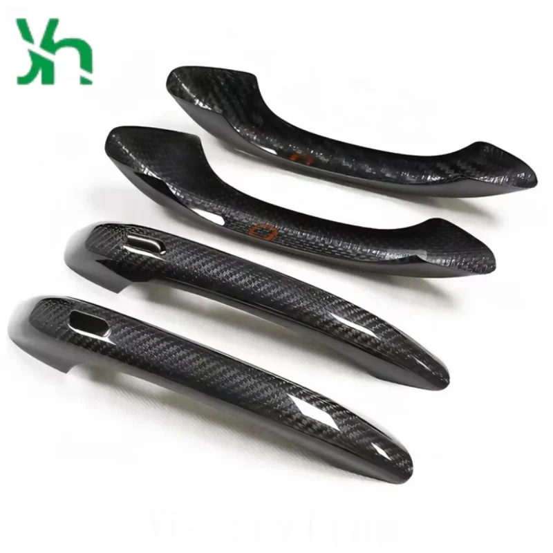 غطاء مقبض باب من ألياف الكربون الحقيقية لملحقات مقبض باب بورش ماكان كايين الخارجية #5