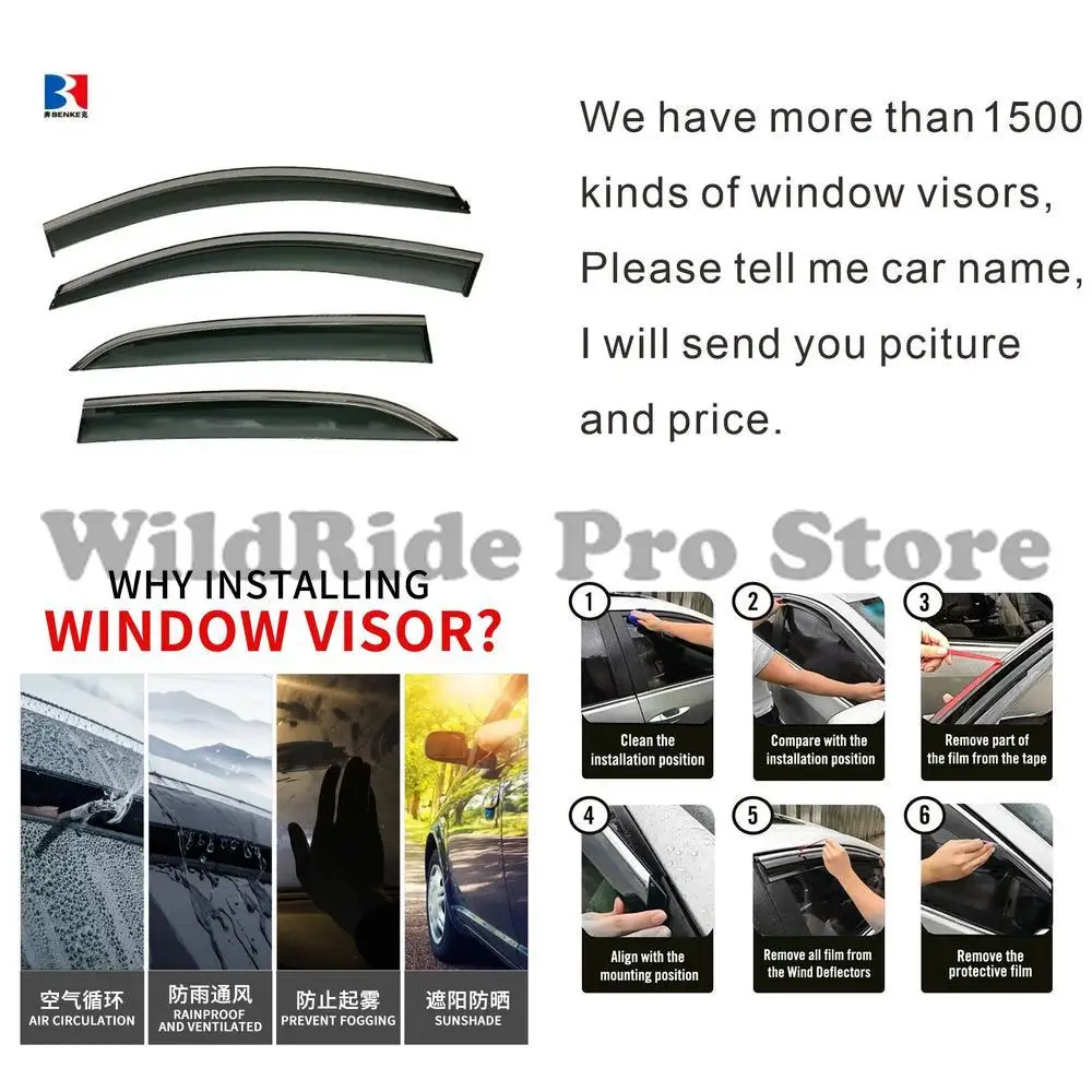 

1 set For Car Deflector for TOYOTA Probox 2002-2014 OEM PC+Stainless Steel Car Accessories Window Visor