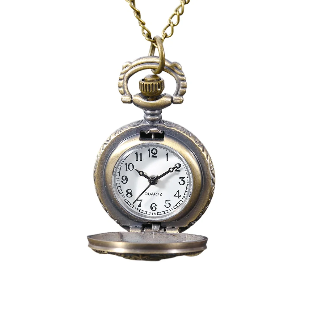 

Кварцевые часы Маленькая тонкая цепочка Бронзовые кварцевые карманные часы