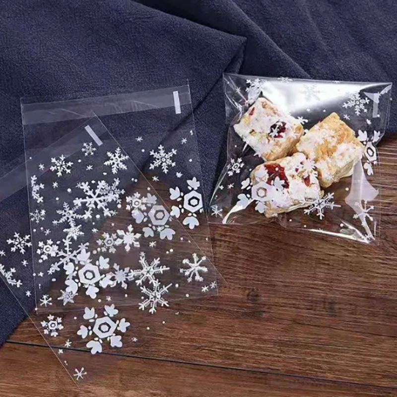 100 pçs diy transparente cozimento biscoitos celofane doces saco de presente sacos de natal fosco aniversário doces bolsa