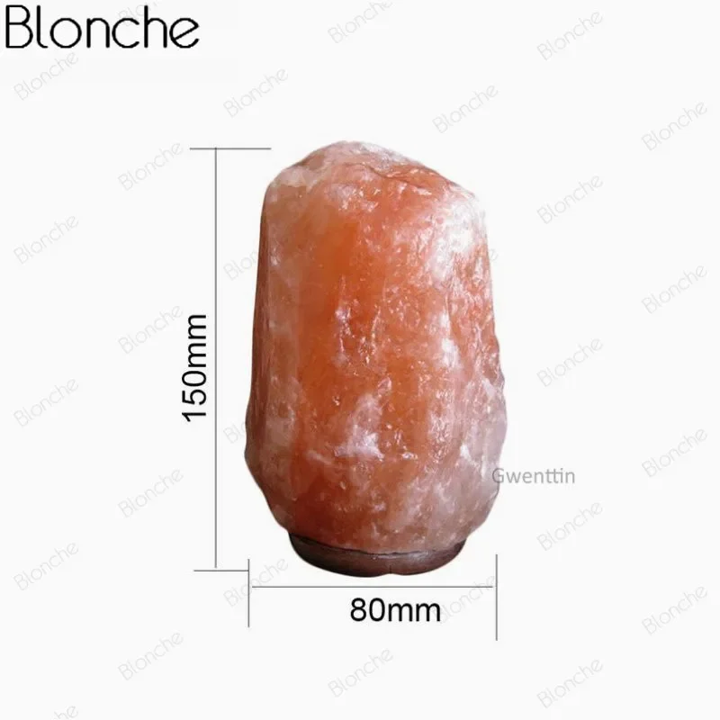 Himalayan Crystal Salt Lamp LED Rock Night Light Hand Carved Wooden Base Stand Light Air Purifier Bedroom Home Decor Luminaire