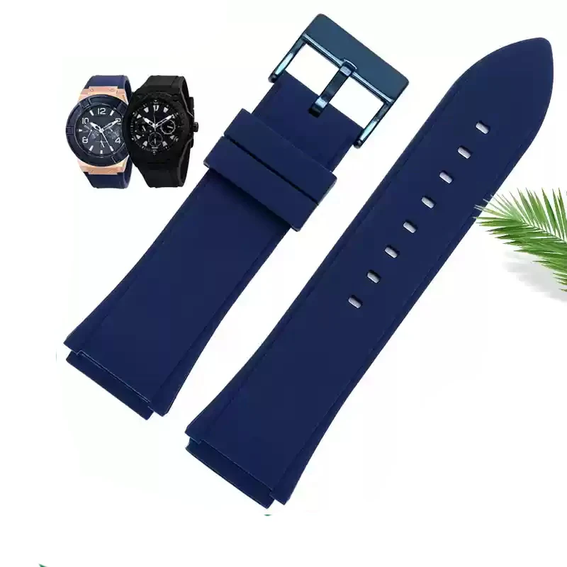 For Guess W0247G3/W0248G5/W0040G6 /W0040G7 /W0040G9/ W0407G2 22mmBlue black soft Rubber watchband sport Silicone strap bracelet