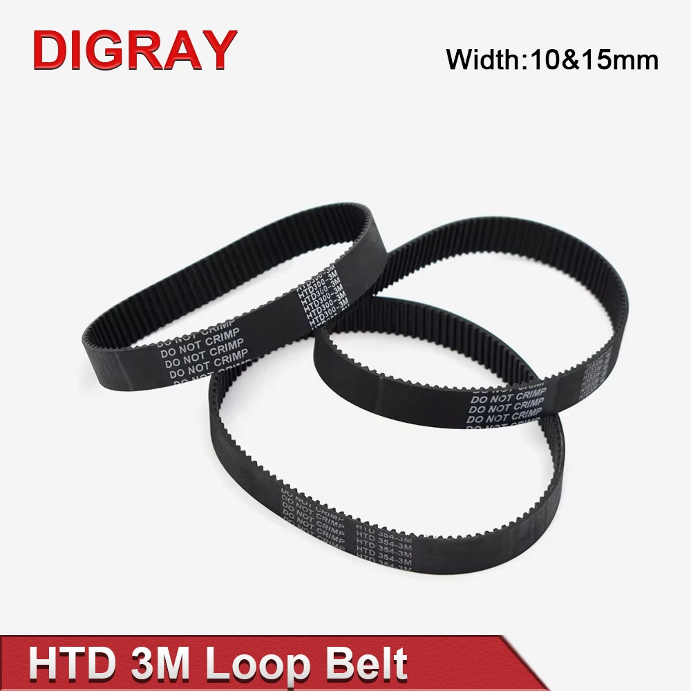 DIGRAY HTD 3M Closed Loop Belt Rubber Timing Belt Various Transmission for CO2 Laser Engraving Cutting Machine / 3D Printer