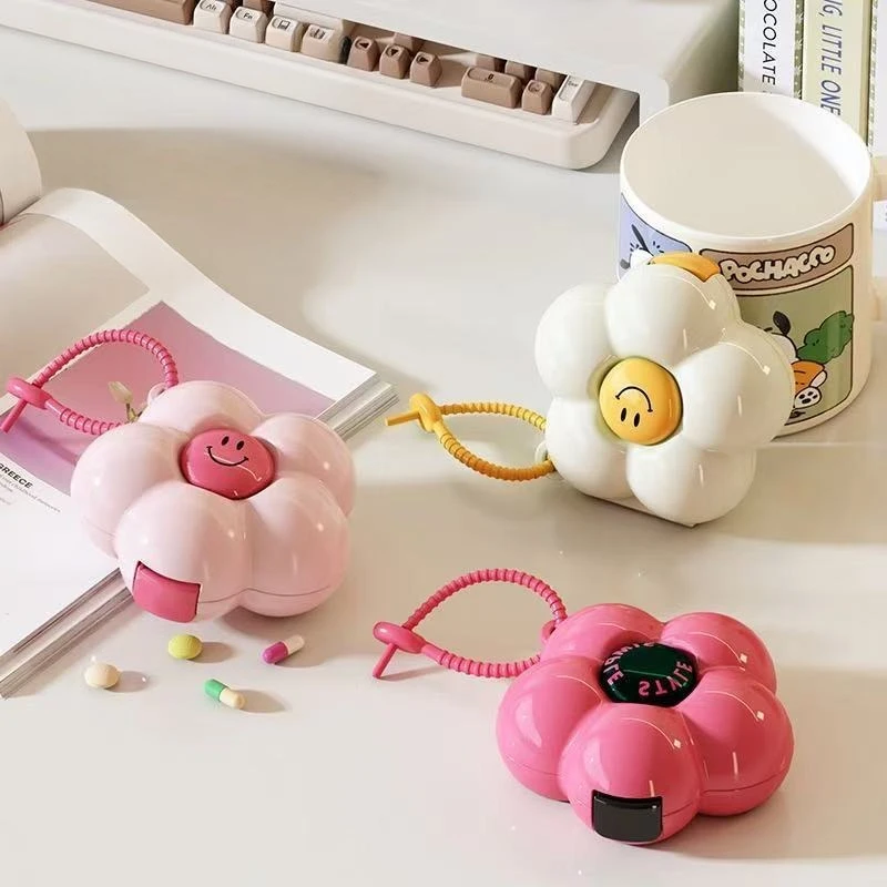 

Dopamine Portable Medicine Box Plastic Tablet Separator Creative Mini Multi-functional Travel Earrings Necklace Ring Storage Box