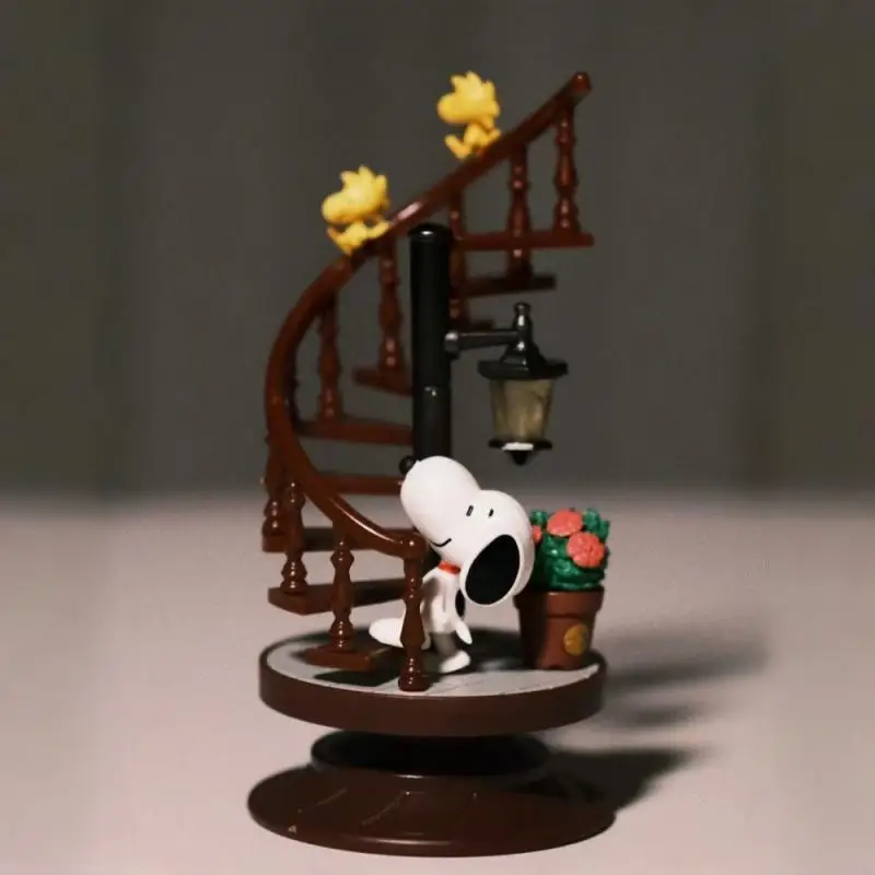 In Stock Snoopy Blind Box 3d Spiral Model Miniature Scene Figurines Collectible Desktop Action Figure Ornaments For Cartoon Fans