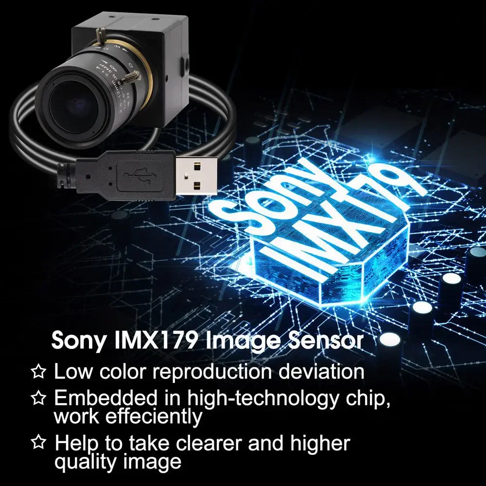 ELP 비디오 회의용 다초점 카메라, 수동 초점, 수동 줌, USB PC 웹캠, 2.8-12mm, 8MP HD IMX179 CMOS 컬러