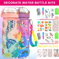 Kit bottiglia d'acqua bottiglia d'acqua per bambini piuttosto colorata regali bottiglia d'acqua sirena sicura con adesivi attraente decorare il tuo