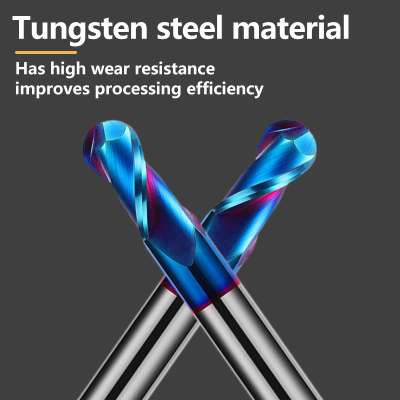 VOKET Ball Nose End Mill Tungsten Carbide Cutter CNC Router Bit Milling Tool R0.5 6mm 8mm 10mm length HRC50 55 65 2 4 Flute